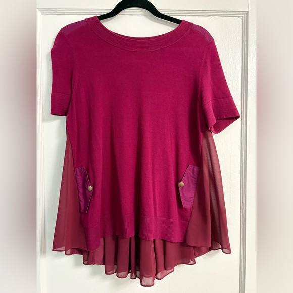 Moth Tops - Anthropologie MOTH Backstory plum wine color blouse top Pleated Chiffon Sz med